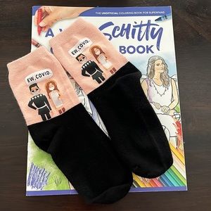Schitt’s Creek Coloring book & “Ew covid” Alexis and David socks